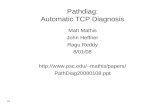Pathdiag: Automatic TCP Diagnosis Matt Mathis John Heffner Ragu Reddy 8/01/08 mathis/papers/ PathDiag20080108.ppt.