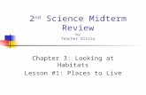2 nd Science Midterm Review by Teacher Olivia Chapter 3: Looking at Habitats Lesson #1: Places to Live.