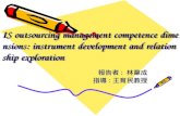 IS outsourcing management competence dimensions: instrument development and relationship exploration 報告者 : 林韋成 指導 : 王育民教授.
