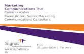 Marketing Communications That Communicates Karen Kozek, Senior Marketing Communications Consultant  FICC 21 June 2009 | Tel Aviv.