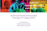Vibrant Communities- the story so far …….. Active Connected and Included Thursday 27 th August 2015 Jim Murdoch Vibrant Communities East Ayrshire Council.