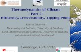 1 Thermodynamics of Climate – Part 2 – Efficiency, Irreversibility, Tipping Points Valerio Lucarini Meteorological Institute, University of Hamburg Dept.