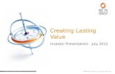 Creating Lasting Value Investor Presentation- July 2011.
