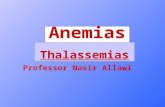 Anemias Professor Nasir Allawi Thalassemias. Definition of Thalassemia A group of inherited disorders of Hemoglobin synthesis, characterized by reduced.
