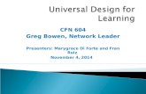 CFN 604 Greg Bowen, Network Leader Presenters: Marygrace Di Forte and Fran Ruiz November 4, 2014.