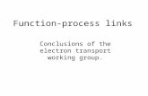 Function-process links Conclusions of the electron transport working group.