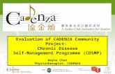 計劃伙伴 Project Partners Evaluation of CADENZA Community Project: Chronic Disease Self-Management Programme (CDSMP) Wayne Chan Physiotherapist, CADENZA.