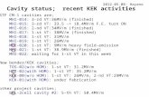 Cavity status; recent KEK activities 2012.05.08: Hayano (1) STF CM-1 cavities are; MHI-014: 3-rd VT:36MV/m (finished) MHI-015: 3-rd VT: 33.5 -> 18.4MV/m.