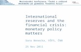 Mezinárodní konference "Česká a světová ekonomika po globální finanční krizi" International reserves and the financial crisis: monetary policy matters.