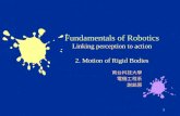 1 Fundamentals of Robotics Linking perception to action 2. Motion of Rigid Bodies 南台科技大學電機工程系謝銘原.
