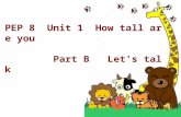PEP 8 Unit 1 How tall are you Part B Let’s talk. strong old tall short young 说出下列形容词的比较级 stronger older taller shorter younger small big thin heavy smaller.