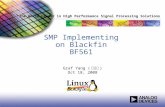 The World Leader in High Performance Signal Processing Solutions SMP Implementing on Blackfin BF561 Graf Yang ( 杨明明 ) Oct 18, 2008.