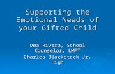 Supporting the Emotional Needs of your Gifted Child Dea Rivera, School Counselor, LMFT Charles Blackstock Jr. High.