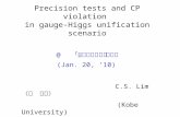 Precision tests and CP violation in gauge-Higgs unification scenario @ 「余剰次元物理」研究会 (Jan. 20, ’10) C.S. Lim （林 青司） (Kobe University)