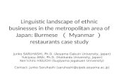 Linguistic landscape of ethnic businesses in the metropolitan area of Japan: Burmese （ Myanmar ） restaurants case study Junko SARUHASHI, Ph.D. (Aoyama.