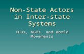 Non-State Actors in Inter-state Systems IGOs, NGOs, and World Movements.