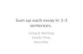 Sum up each essay in 1-3 sentences. Living & Working; Family Time; New Kids.