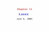 Chapter 11 Laser June 8, 2005 Brief review to the last lecture The production of x-rays Good heat conductor 1% to x-rays 99% to heat energy What is the.
