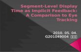 Examine two basic sources for implicit relevance feedback on the segment level for search personalization. Eye tracking Display time.
