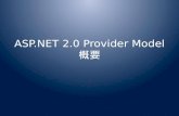 ASP.NET 2.0 Provider Model 概 要. Agenda ASP.NET 2.0 Provider Model とは カスタムプロバイダ の実装 まとめ.
