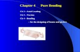 Chapter 4 Pure Bending Ch 2 – Axial Loading Ch 3 – Torsion Ch 4 – Bending -- for the designing of beams and girders.