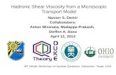 Hadronic Shear Viscosity from a Microscopic Transport Model Nasser S. Demir Collaborators: Anton Wiranata, Madappa Prakash, Steffen A. Bass April 12, 2014.