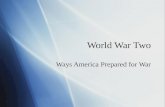 World War Two Ways America Prepared for War. Selective Service Act  Summer of 1940  First peacetime draft  Men between 21 -- 35  Registered 16.5 million.