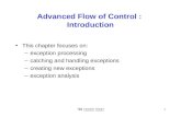1 Advanced Flow of Control : Introduction This chapter focuses on: –exception processing –catching and handling exceptions –creating new exceptions –exception.
