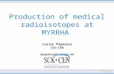 Copyright © 2014 SCKCEN Production of medical radioisotopes at MYRRHA Lucia Popescu SCKCEN lpopescu@sckcen.be.