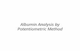 Albumin Analysis by Potentiometric Method. Results.
