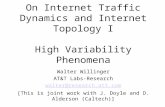 On Internet Traffic Dynamics and Internet Topology I High Variability Phenomena Walter Willinger AT&T Labs-Research walter@research.att.com [This is joint.