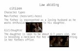 Law abiding citizen Character types Man/Father (hero/anti-hero) The father is represented as a loving husband as he works enthusiastically next to his.