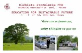 Elżbieta Strzelecka PhD TECHNICAL UNIVERSITY OF ŁÓDŹ, POLAND EDUCATION FOR SUSTAINABLE FUTURE 1 - 8 of July 2006, Gyor, Hungry “Give me a clean car, give.