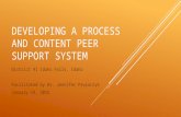 DEVELOPING A PROCESS AND CONTENT PEER SUPPORT SYSTEM District 91 Idaho Falls, Idaho Facilitated by Dr. Jennifer Prusaczyk January 19, 2015.