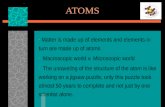 ATOMS - Matter is made up of elements and elements in turn are made up of atoms. - Macroscopic world v. Microscopic world - The unraveling of the structure.