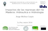Impactos de las represas del río Madera: Hidraulica e Hidrologia Jorge Molina Carpio La Paz, marzo 2014 Instituto de Hidráulica e Hidrología SEMINARIO.