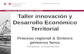 Taller innovación y Desarrollo Económico Territorial Proceso regional & Síntesis primeros foros Cooperación Suiza en América Central Marylaure Crettaz,