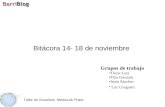 Taller de Visualizar, MediaLab Prado Bitácora 14- 18 de noviembre Grupos de trabajo Tíscar Lara Pilar Gonzalo Jesús Sánchez Luz Congosto.