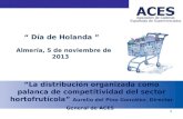 ACES 1 “ Día de Holanda ” Almería, 5 de noviembre de 2013 “La distribución organizada como palanca de competitividad del sector hortofrutícola” Aurelio.