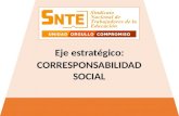 CORRESPONSABILIDAD SOCIAL Eje estratégico: 1. Convenio de Colaboración SNTE-CNDH Convenio de colaboración SNTE-CONADE Convenio de colaboración SNTE-SEDENA.