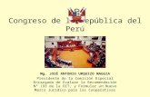 Congreso de la República del Perú Mg. JOSÉ ANTONIO URQUIZO MAGGIA Presidente de la Comisión Especial Encargada de Evaluar la Recomendación Nº 193 de la.