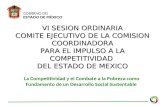VI SESION ORDINARIA COMITE EJECUTIVO DE LA COMISION COORDINADORA PARA EL IMPULSO A LA COMPETITIVIDAD DEL ESTADO DE MEXICO La Competitividad y el Combate.