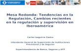 Mesa Redonda: Tendencias en la Regulación, Cambios recientes en la regulación y supervisión en Iberoamérica Carlos Izaguirre Castro Intendente General.