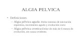 ALGIA PELVICA Definiciones –Algia pélvica aguda : Dolor intenso de iniciación repentina, incremento agudo y evolución corta –Algia pélvica cronica :Dolor.