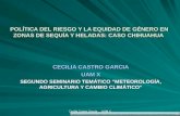 Cecilia Castro García UAM X POLÍTICA DEL RIESGO Y LA EQUIDAD DE GÉNERO EN ZONAS DE SEQUÍA Y HELADAS: CASO CHIHUAHUA CECILIA CASTRO GARCIA UAM X SEGUNDO.