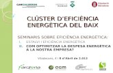 CLÚSTER D’EFICIÈNCIA ENERGÈTICA DEL BAIX SEMINARIS SOBRE EFICIÈNCIA ENERGÈTICA: I.ESTALVI I EFICIÈNCIA ENERGÈTICA II.COM OPTIMITZAR LA DESPESA ENERGÈTICA.