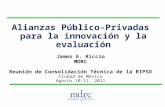 Alianzas Público-Privadas para la innovación y la evaluación James A. Riccio MDRC Reunión de Consolidación Técnica de la RIPSO Ciudad de México Agosto.