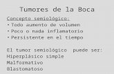 Tumores de la Boca Concepto semiológico: Todo aumento de volumen Poco o nada inflamatorio Persistente en el tiempo El tumor semiológico puede ser: Hiperplásico.
