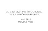 EL SISTEMA INSTITUCIONAL DE LA UNIÓN EUROPEA Abril 2013 Marycruz Arcos.