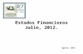 Estados Financieros Julio, 2012. Agosto, 2012.. Actividad mensual.